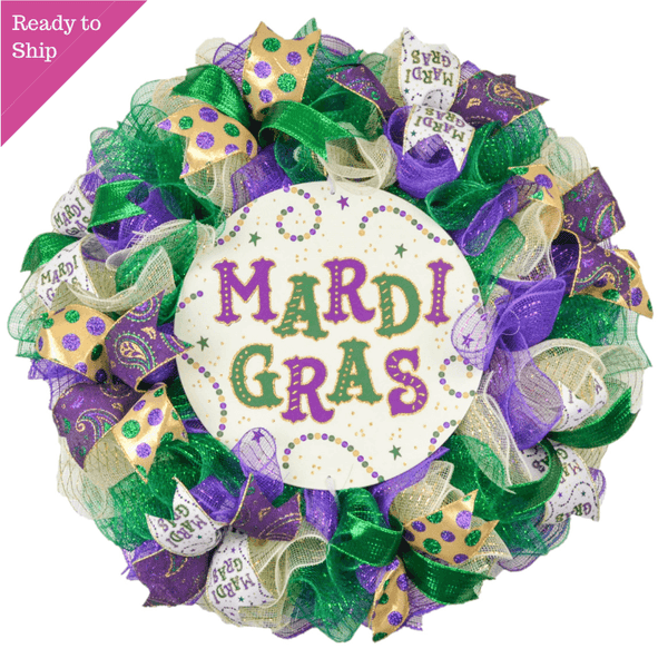 Mardi Gras Wreath, NOLA, Let the Good Times Roll, Front Door Decor, Mardi  Gras Decor, Festive Party, Glittered Florals, Mardi Gras Ornaments 