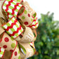 Christmas Tree Bow with Tails | Red Lime Green Burlap | Large Present Bow