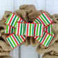 Red, Lime, White Stripe Christmas Add On Wreath Bow - Wreath Embellishment for Already Made Wreath