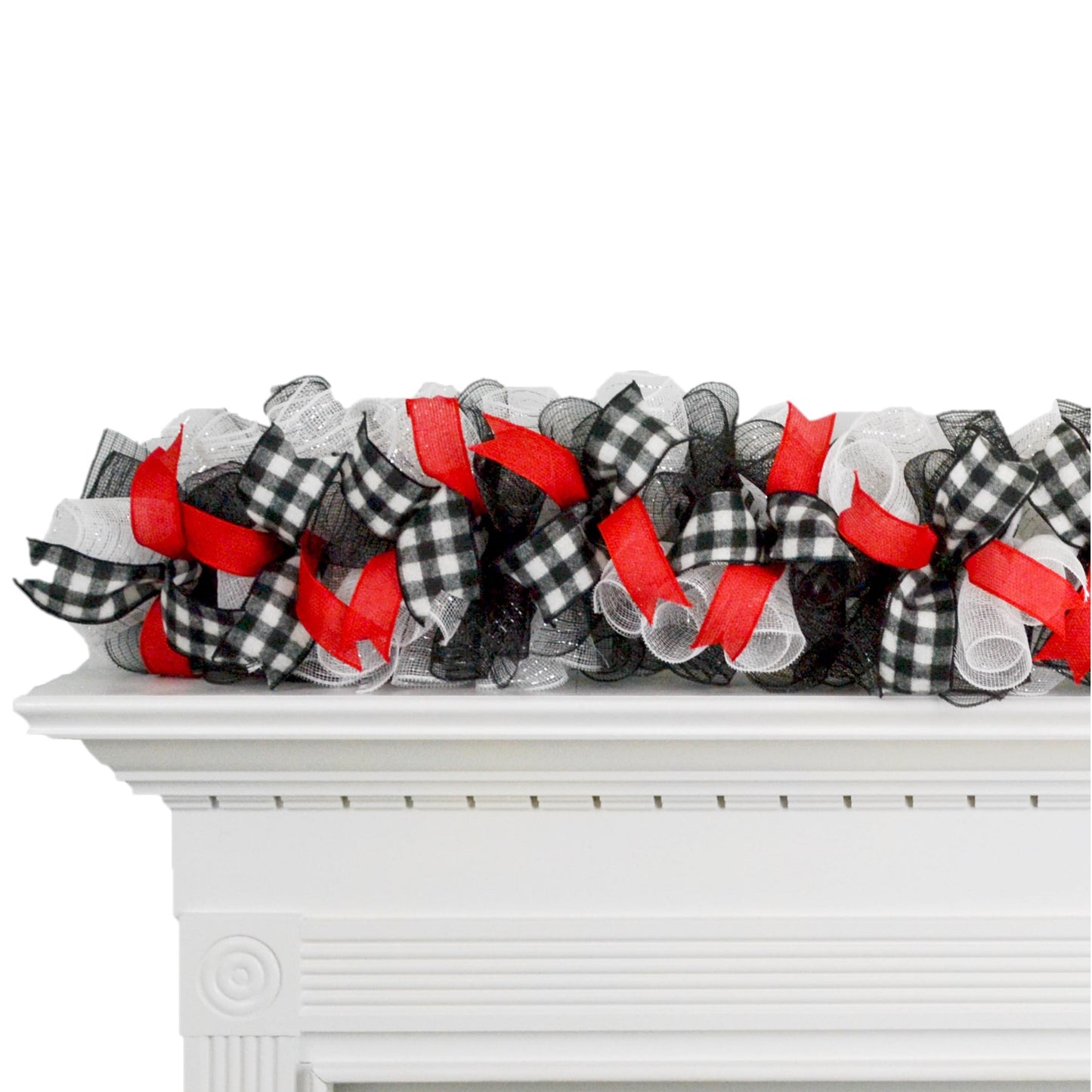 Christmas Garland for Staircase or Mantel Decor - Red, Black, and White