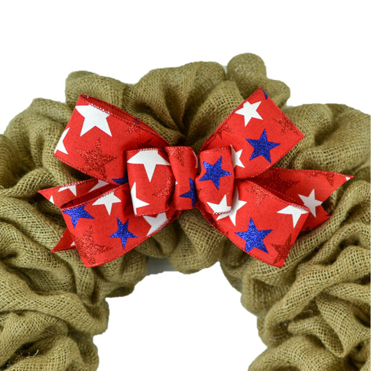 Fourth of July Royal Blue White Red Add On Wreath Bow