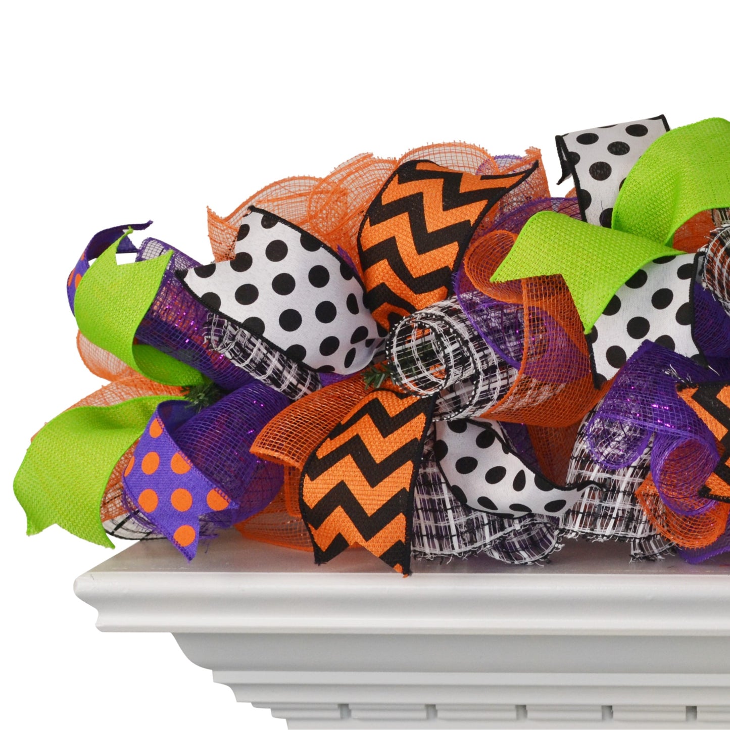 Happy Halloween Wreath - Purple Orange Black Deco Mesh Outdoor Front Door Porch Decor