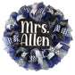 Personalized Door Wreath, Navy Blue Deco Mesh Decor, Custom Teacher Gift