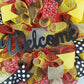 Summer Welcome Mesh Wreath, Yellow Wreaths for Front Door, Black Red