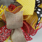 Summer Welcome Mesh Wreath, Yellow Wreaths for Front Door, Black Red