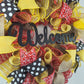 Summer Welcome Mesh Wreath, Yellow Wreaths for Front Door, Black Red