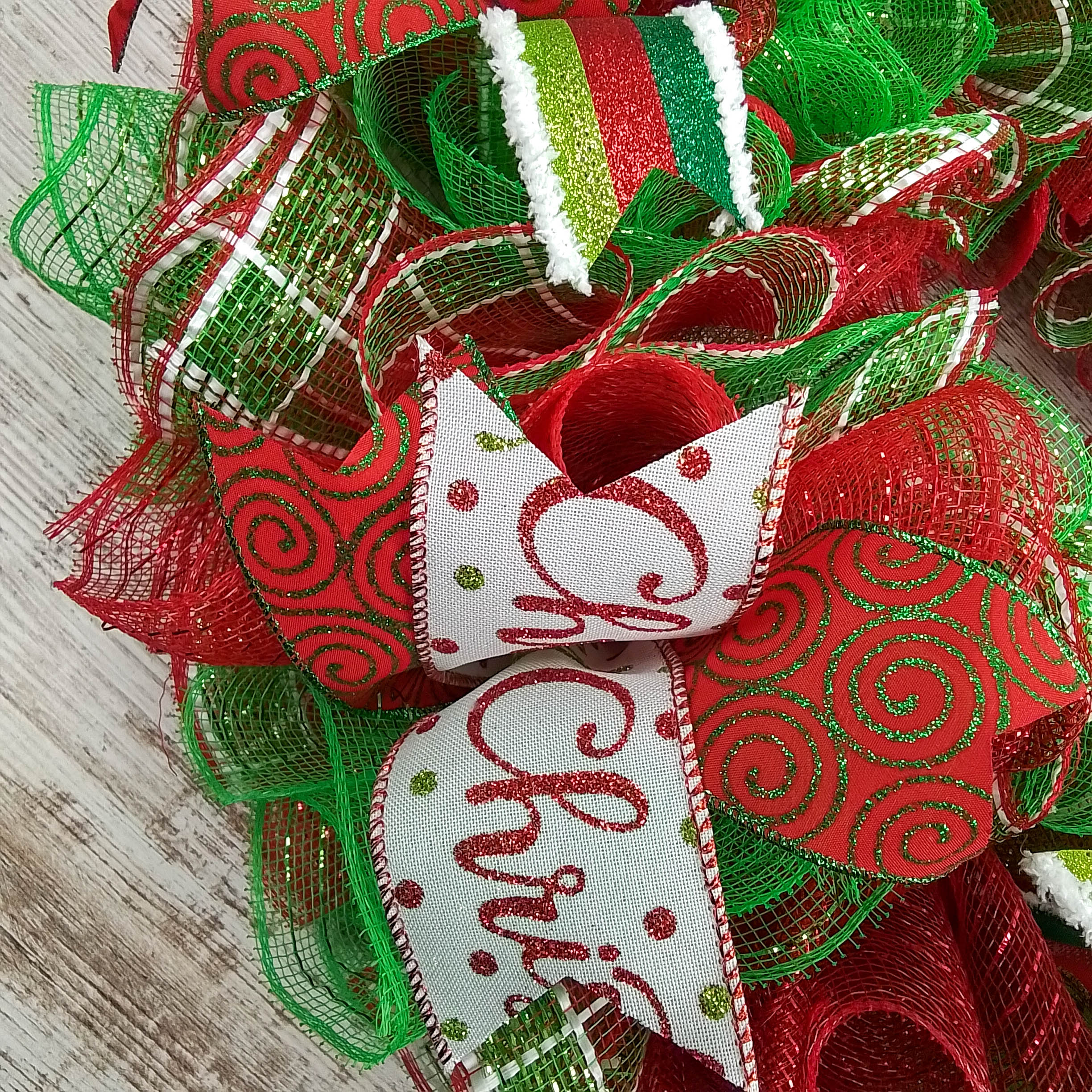 Christmas Pine newest Wreath in Red and Lime Green