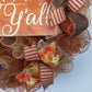 Happy Fall Y'all Wreath | Thanksgiving Deco Mesh Front Door Wreath