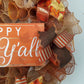 Happy Fall Y'all Wreath | Thanksgiving Deco Mesh Front Door Wreath