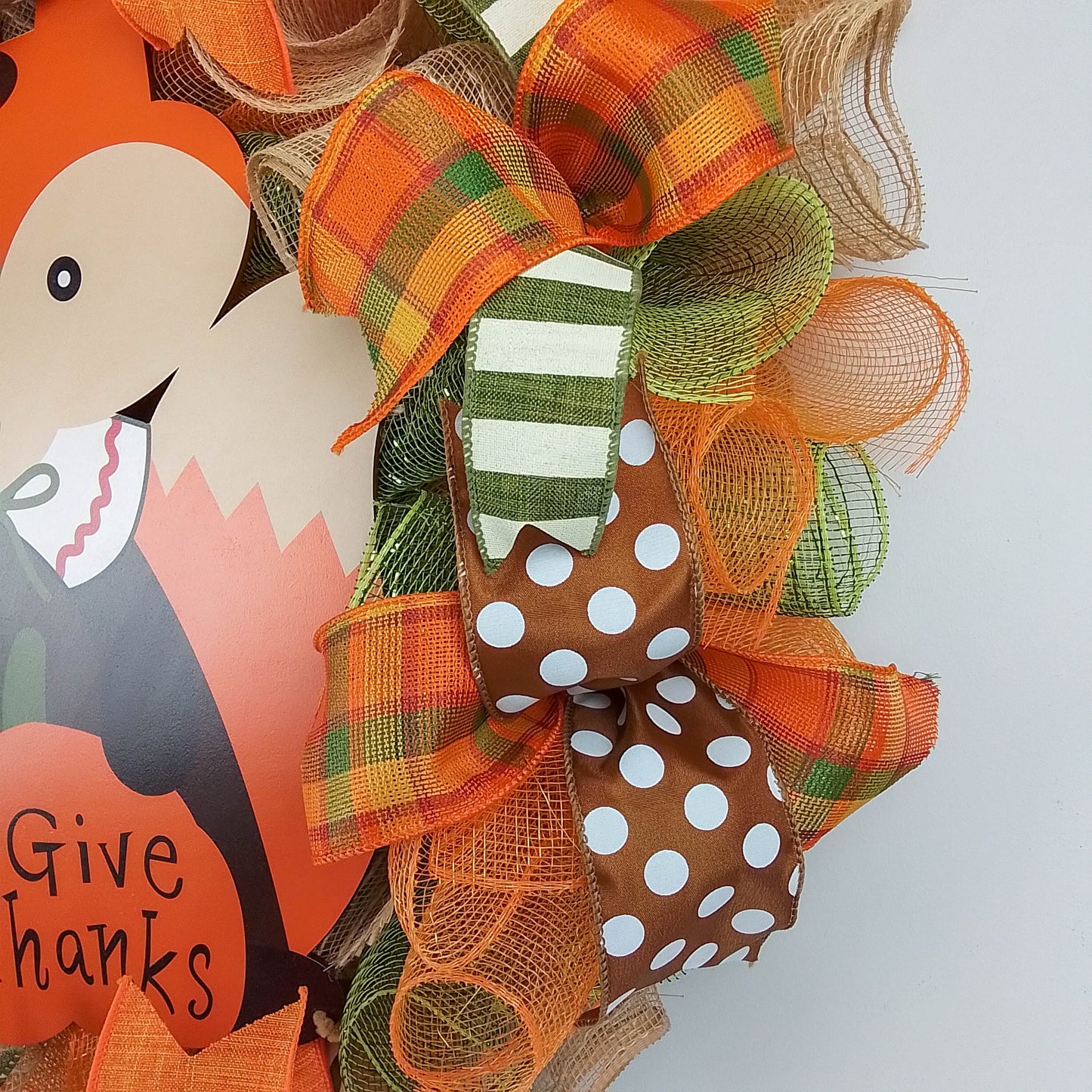 Fall Wreath | Fox Wreath | Give Thanks Fall Decor | Thanksgiving Wreath