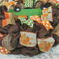 Fall Truck Wreath | Farm Pumpkin Thanksgiving Deco Burlap Front Door Wreath | Brown Orange Green