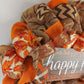 Happy Fall Thanksgiving Fall Mesh Front Door Wreath | Orange Brown Copper