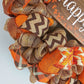 Happy Fall Thanksgiving Fall Mesh Front Door Wreath | Orange Brown Copper