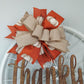 Thanksgiving Thankful Bike Rim Door Hanger - Farmhouse Round Front Porch Decor - White Burlap Orange Pumpkin Rustic Rust