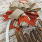 Thanksgiving Thankful Bike Rim Door Hanger - Farmhouse Round Front Porch Decor - White Burlap Orange Pumpkin Rustic Rust