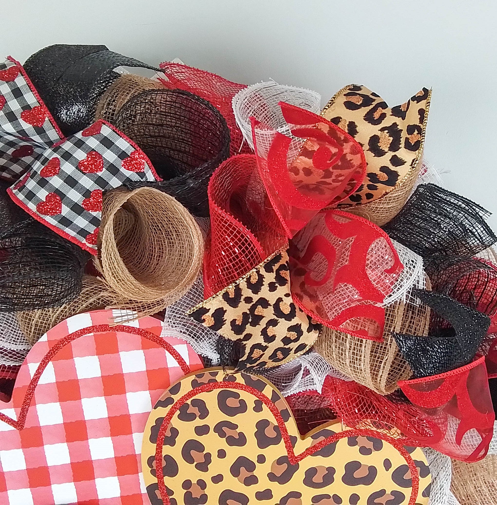 Happy Valentines Day buffalo plaid deco mesh wreath/valentines day wreath/Buffalo plaid 2024 Wreath/Red and black buffalo plaid Wreath