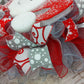 Snowman Front Door Wreath, Red Grey Silver White