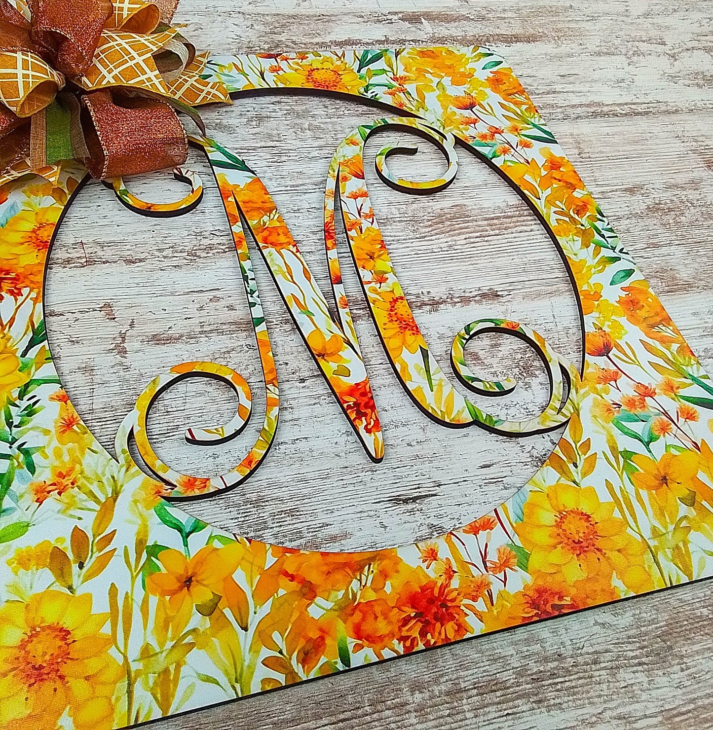 Fall Themed Wooden Monogram Door Hanger, Customizable Sizes, Subtle Home Décor for Autumn