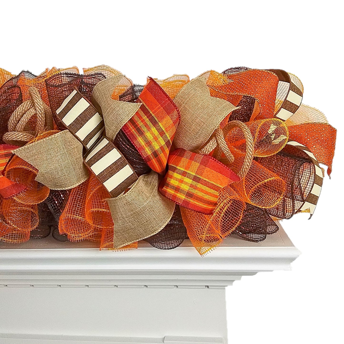 Fall Wreaths for Front Door - Autumn Thanksgiving Wreath - Brown Orange : F3