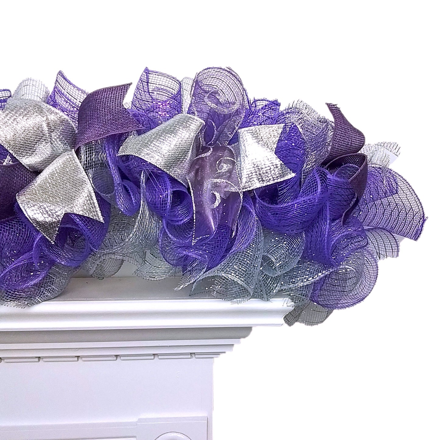 Purple and Silver Christmas Tree Topper Bow