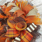 Brown Front Door Wreath for Fall, Welcome Wreath for Thanksgiving : F3