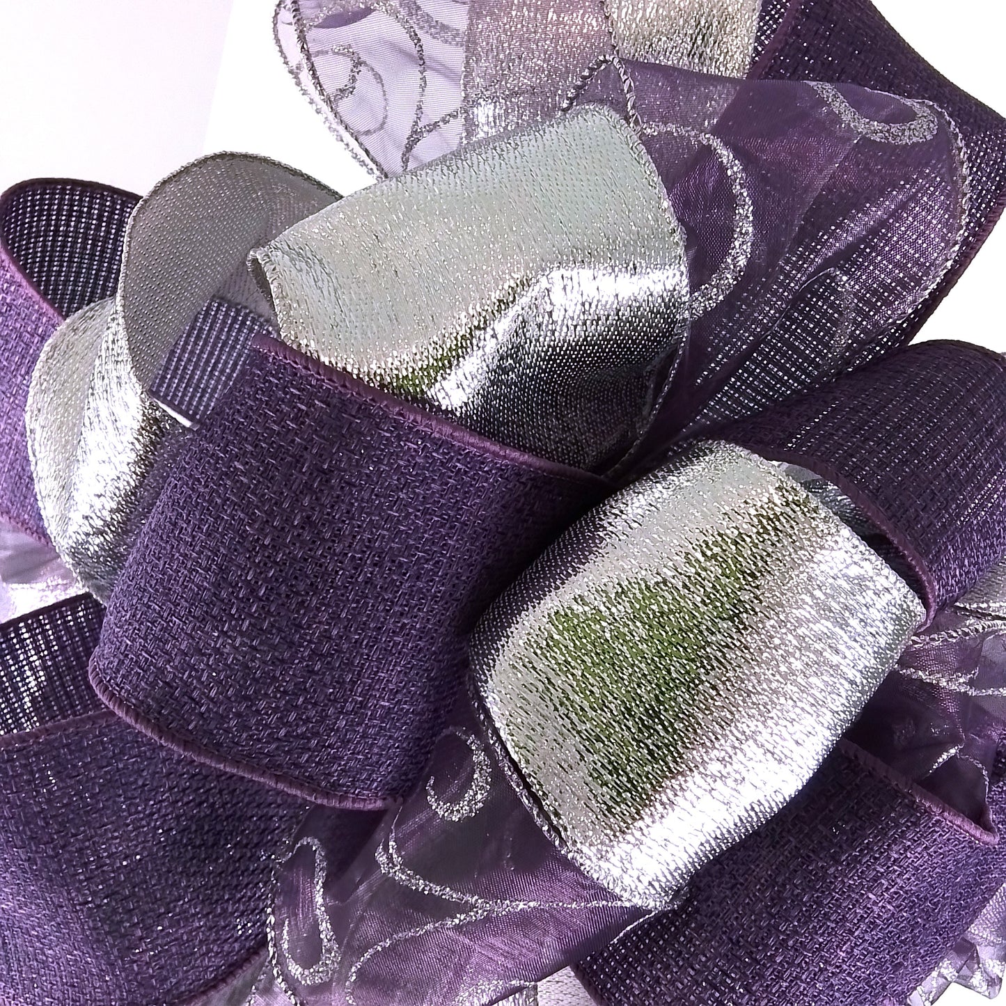 Purple and Silver Christmas Tree Topper Bow