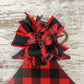 Red and Black Buffalo Plaid Door Hanger, Monogrammed Christmas Decor