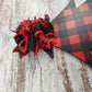 Red and Black Buffalo Plaid Door Hanger, Monogrammed Christmas Decor