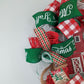 Winter Barn Christmas Mesh Wreath - Farmhouse Outdoor Front Door Decoration - Red Green White