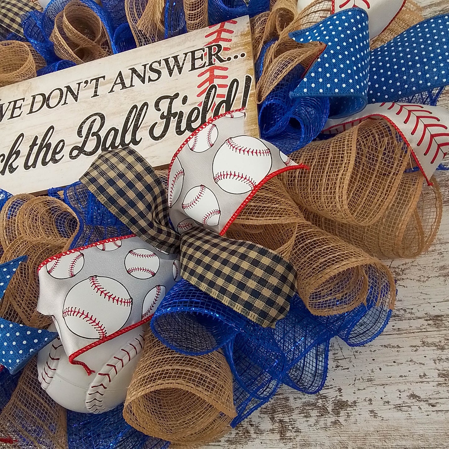 We're at the Ball Field Baseball Wreath | Royal Blue, Red, White