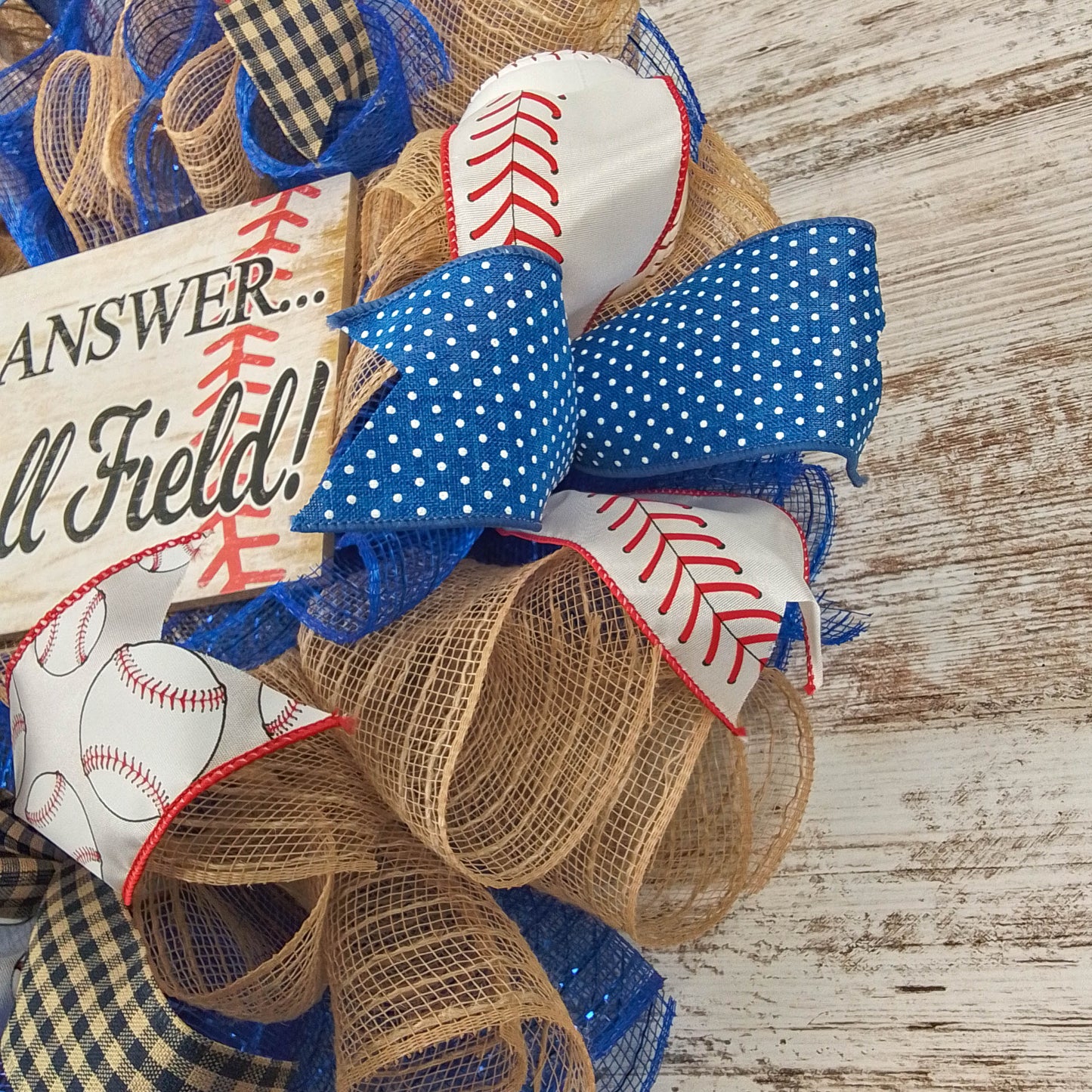 We're at the Ball Field Baseball Wreath | Royal Blue, Red, White