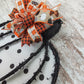 White Fall Decorations - Polka Dot Pumpkin Door Hanger - Whimsical Thanksgiving Grapevine Wreath - Halloween Door Hanger Oversized Bow Jute Burlap Door Decor