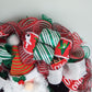 Santa Wreath | Christmas Mesh Outdoor Front Door Wreath; White Red Lime Green Black