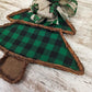 Christmas Tree Door Hanger, Buffalo Plaid Green Black