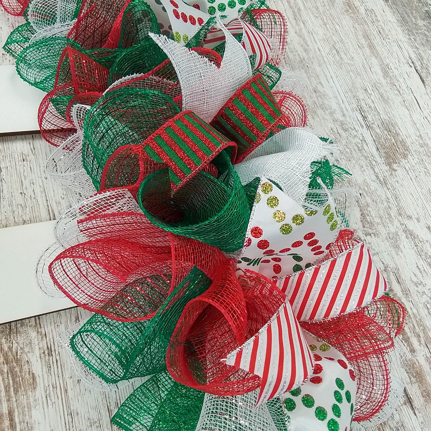 Christmas Elf Skirt and Legs Mesh Wreath | Red White Emerald Green