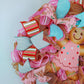 Pink Gingerbread Wreath - Christmas Outdoor Holiday Wreath - Mesh Front Door Wreath - Turquoise Red Brown White Green