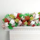 Red Lime Green White Christmas Garland for Staircase or Mantle - Over Door Swag Decor