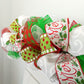 Red Lime Green White Christmas Garland for Staircase or Mantle - Over Door Swag Decor