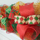 Red Emerald Gold Christmas Garland for Staircase or Mantle - Mantel Decor