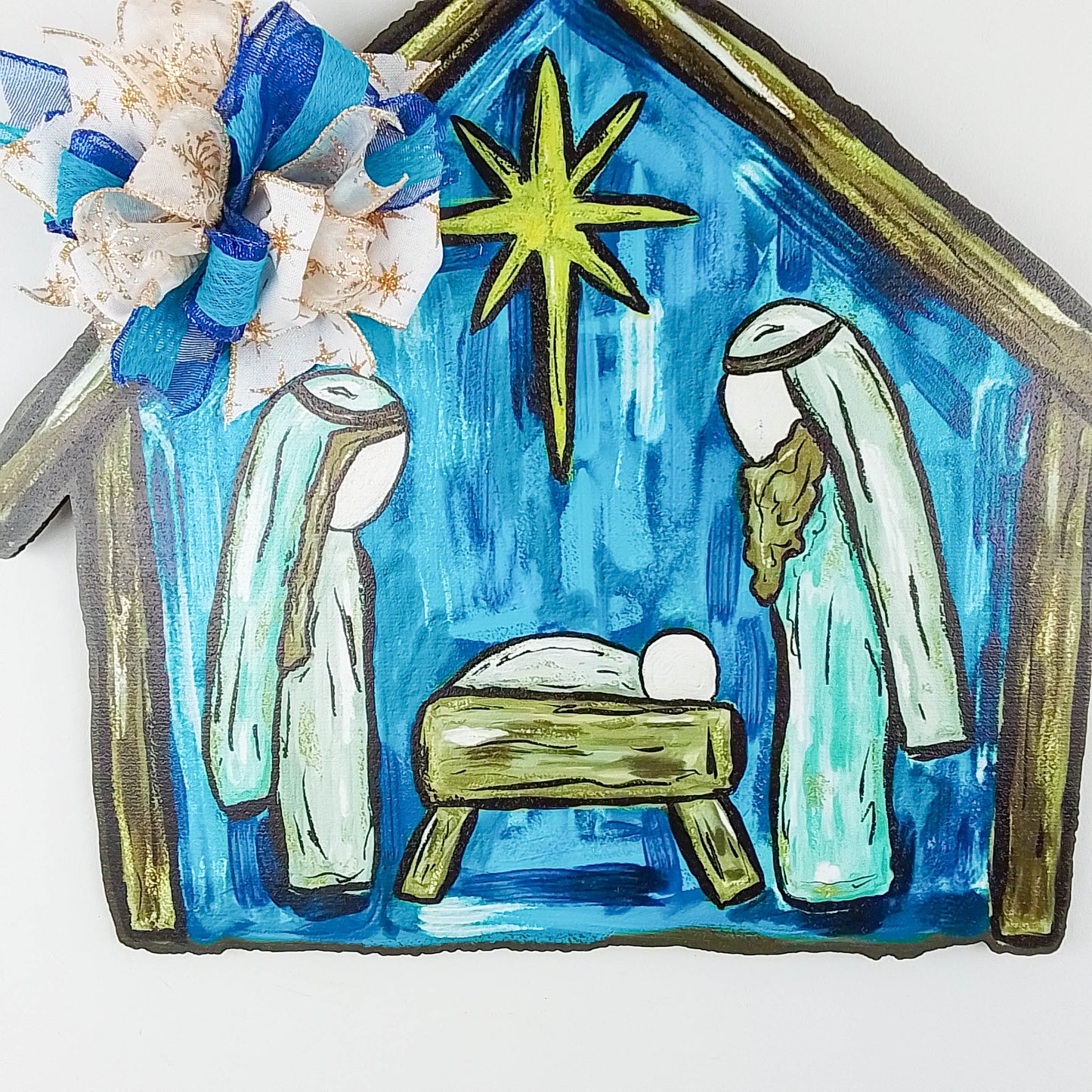 Nativity Hand Drawn Door Hanger, Church Christmas Decorations, Perfect Preacher Gift