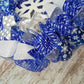 Snowflake Winter Mesh Door Wreath | Blue White Silver