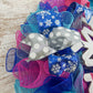 Enchanting Snowflake Winter Wreath - Blue, Silver, Pink, and White - Winter Door Decor