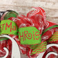 Monogram Christmas Mesh Door Wreath - Candy Cane Decorations - Red White Lime Green Black