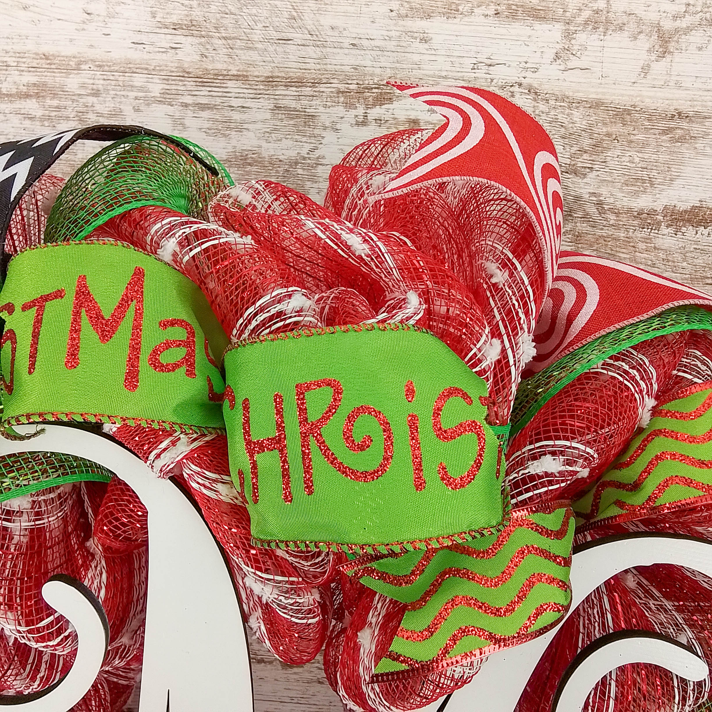 Candy Cane Wreath Green & store Red Winter Christmas Wreath