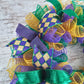 Mardi Gras Fat Tuesday Mesh Door Wreath | Purple Emerald Green Gold