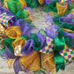 Mardi Gras Fat Tuesday Mesh Door Wreath | Purple Emerald Green Gold