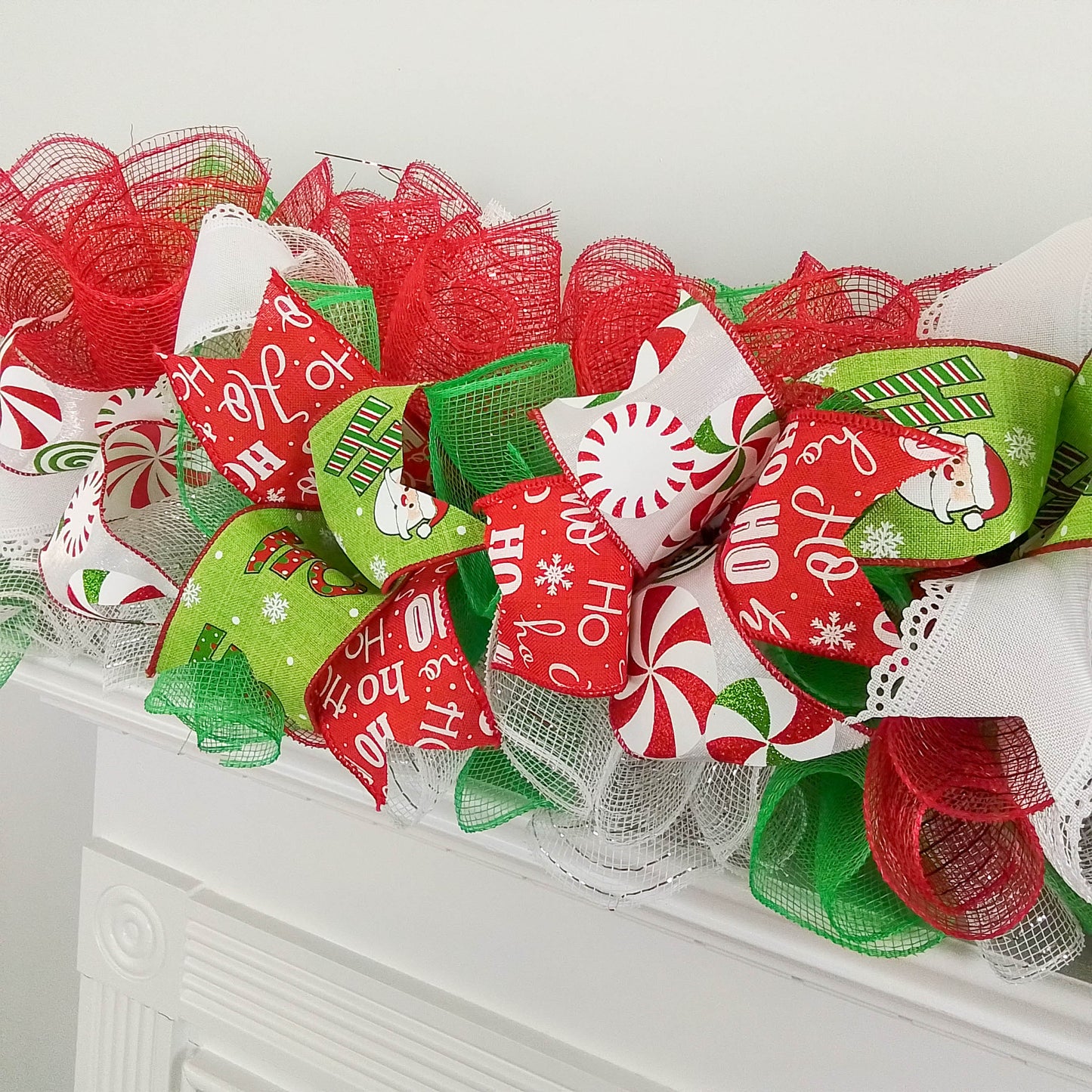 Red and Lime Christmas Tree Bow Topper | Santa Present Bow