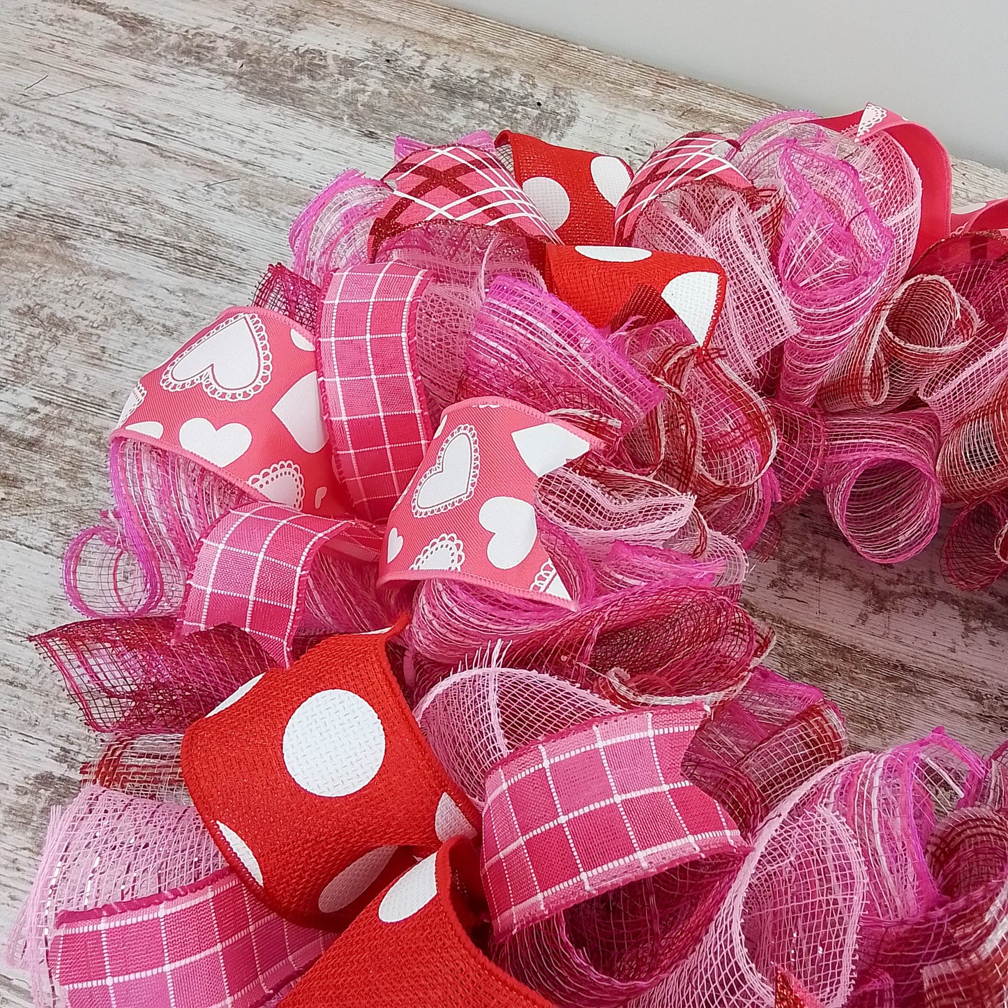 Valentine's Day Wreath - Valentine;s Mesh Door Wreath - Valentine Wreath