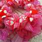 Valentine's Day Wreath - Valentine;s Mesh Door Wreath - Valentine Wreath