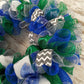 Winter Mesh Front Door Wreath | Hannukkah Wreath | Blue Green White Silver